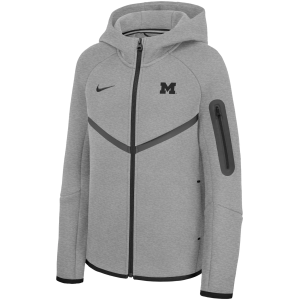 Nike Youth Michigan Wolverines Tech Fleece Full-Zip Hoodie, Medium, Gray