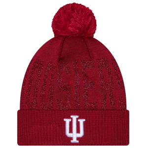 New Era Indiana Shimmer Pom Beanie Hat, Women's, Red