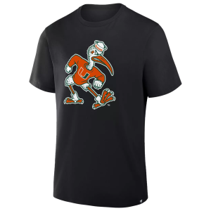 NCAA Men's Miami Hurricanes Black Mascot T-Shirt, Small