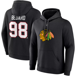 NHL Men's Chicago Blackhawks Connor Bedard Pullover Hoodie, Small, Black