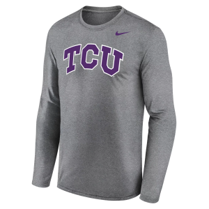 Nike Men's TCU Horned Frogs Grey Legend Long Sleeve Shirt, Small, Gray