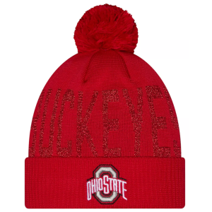 New Era Ohio State Shimmer Pom Knit Beanie, Women's, Red