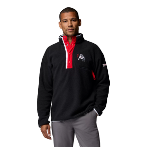 Columbia Men's Georgia Bulldogs Helvetia Fleece Pullover, Small, Black