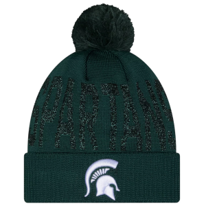 New Era Michigan State Shimmer Pom Knit Beanie, Women's, Green
