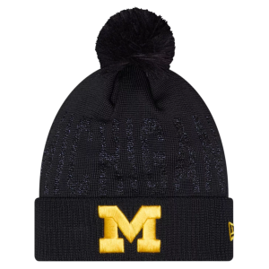 New Era Michigan Shimmer Pom Knit Beanie, Women's, Blue