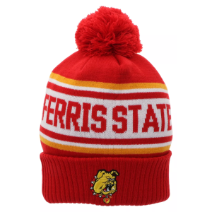 League-Legacy Adult Ferris State Bulldogs Red Pom Knit Beanie, Men's