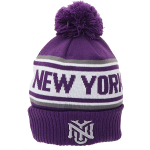 League-Legacy Adult NYU Violets Purple Pom Knit Beanie, Men's