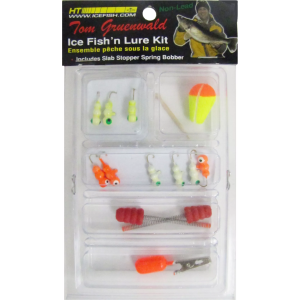 HT Enterprises Premium 13 Piece Glow Grub Ice Lure Kit Size 12