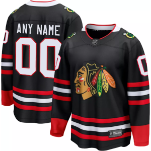NHL Men's Custom Chicago Blackhawks Breakaway Alternate Jersey, Small, Black