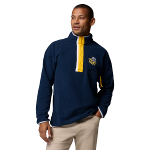 Columbia Men's Michigan Wolverines Helvetia Fleece Pullover, Small, Blue