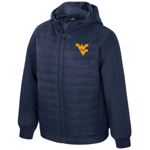 Colosseum Men's West Virginia Mountaineers Scuba Hooded Puffer Jacket, Large, Blue