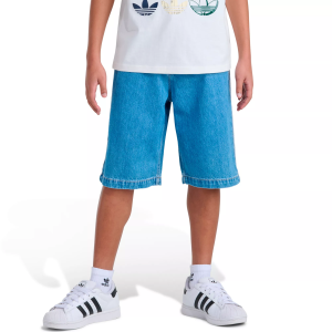adidas Originals Boys' Indigo Denim Jort, Large, Med Wash D