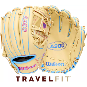 Wilson 11.5" A900 Pedroia Fit Series Glove, Men's, Yellow/Blue/Pink