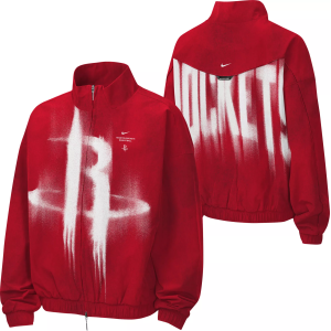 Nike Youth Houston Rockets Worn With Obsession Standard Issue Game Theater Dri-FIT Woven Jacket, Small, Red