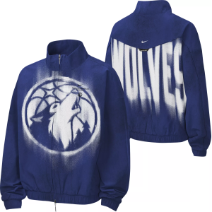 Nike Youth Minnesota Timberwolves Worn With Obsession Standard Issue Game Theater Dri-FIT Woven Jacket, Medium, Blue