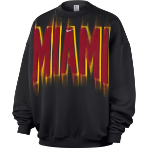 Nike Adult Miami Heat Worn With Obsession Standard Issue Game Theater Team Crew Sweatshirt, Men's, Large, Black