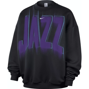 Nike Adult Utah Jazz Worn With Obsession Standard Issue Game Theater Team Crew Sweatshirt, Men's, Large, Black