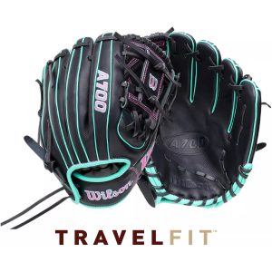 Wilson 11.25" A700 Pedroia Fit Series Glove, Men's, Black/Green/Pink