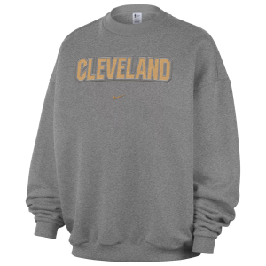 Nike Adult Cleveland Cavaliers Worn With Obsession Standard Issue Wordmark Grey Crew Sweatshirt, Men's, Small, Gray