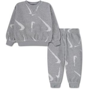 Nike Little Boys' Boucle Jacquard Pullover 2-Piece Set, Size 7, Matte Silver/White