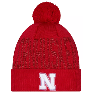 New Era New Era Nebraska Shimmer Pom Knit Beanie, Women's, Red - $37.99 at DICK'S Sporting Goods
