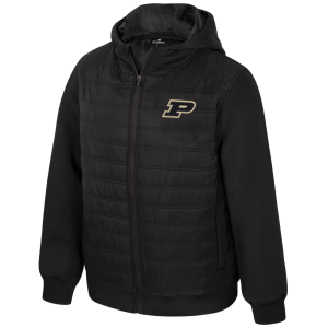 Colosseum Men's Purdue Boilermakers Scuba Hooded Puffer Jacket, Small, Black
