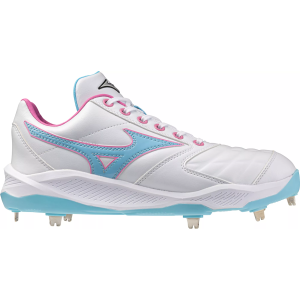 Mizuno Pro Select Metal Fastpitch Softball Cleats, Size 9, White/Pink