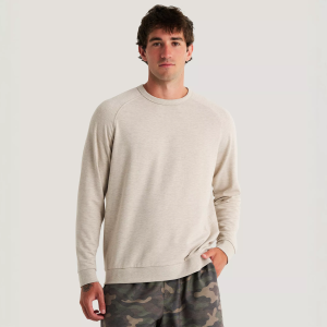 Free Fly Men's Bamboo Lightweight Fleece Crew Sweatshirt, Small, Heather Desert Tan