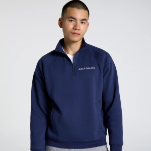 DSG Men's Embroidered Classic Fleece 1/4 Zip, Large, Embroidered Dress Blues