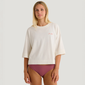 Free Fly Women's Lucky Lei Oversized Cropped Tee, Large, Bone