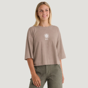 Free Fly Women's Sunny Days Oversized Cropped Tee, Small, Fossil
