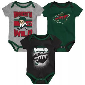 NHL Minnesota Wild Chill on the Ice Onesie 3 Pack, Boys', 0-3M