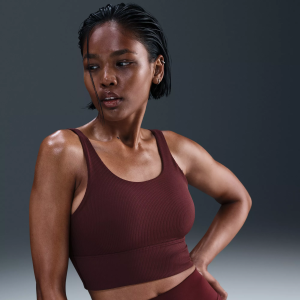Nike Nike Women's Zenvy Rib Light-Support Non-Padded Longline Sports Bra, Burgundy Crush - $60.00 at DICK'S Sporting Goods