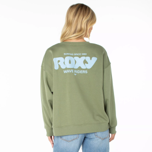 Roxy Roxy Women's Morning Stroll Crewneck Sweatshirt, Medium, Oil Green Wave Riders Club - $45.00 at DICK'S Sporting Goods