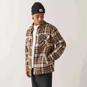 Brixton Men's Journey Warmtech Shacket, Large, Washed Navy/Whitecap