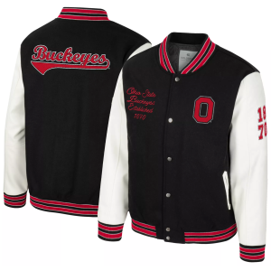 Colosseum Men's Ohio State Buckeyes Black Nightman Full-Zip Jacket, Large