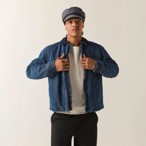 Brixton Men's Mechanic Garage Zip Lined Jacket, Large, Rinse Denim