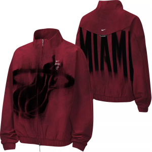 Nike Youth Miami Heat Worn With Obsession Standard Issue Game Theater Dri-FIT Woven Jacket, Small, Red