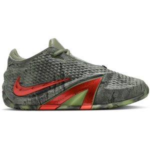 Nike Kids' Grade School Ja 4 'Zombie' Basketball Shoes, Size 3.5, Oil Green/Bright Crimson/Lt Lemon Twist