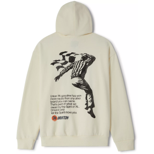 Brixton Union 76 Men's Finish Line Hooded Graphic Sweatshirt, Large, Washed Off White