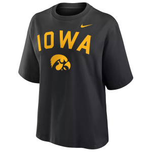 Nike Women's Iowa Hawkeyes Black Boxy T-Shirt, Small