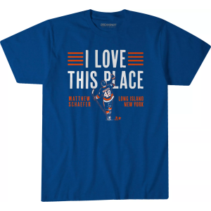 BreakingT Adult New York Matthew Schaeffer I Love This Place T-Shirt, Men's, Small, Blue