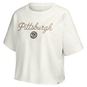 NHL Women's Pittsburgh Penguins Vintage Script T-Shirt, Medium, White