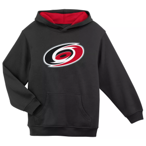 NHL Team Apparel Boys' Carolina Hurricanes Black Primary Logo Pullover Hoodie, Size 7