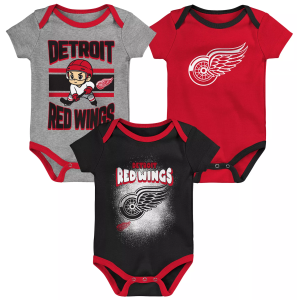 NHL Detroit Red Wings Chill on the Ice Onesie 3 Pack, Boys', 0-3M