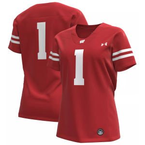 Under Armour Women's Wisconsin Badgers Red Replica Football Jersey, Medium