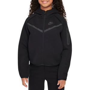 Nike Girls' Sportswear Tech Fleece Full-Zip Hoodie, Small, Black/Black