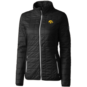 Cutter & Buck Women's Iowa Hawkeyes Black Rainier PrimaLoft Eco Full-Zip Jacket, XS