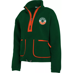 WEAR by Erin Andrews Women's Miami Hurricanes Green Polar Fleece Half-Zip, Small