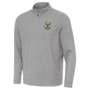 Antigua Antigua Men's Milwaukee Bucks Grey Subtle Quarter-Zip Pullover, Small, Gray - $99.99 at DICK'S Sporting Goods